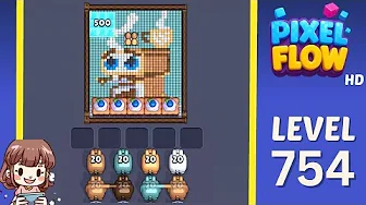 Pixel Flow Level 754 grid layout and solution screenshot