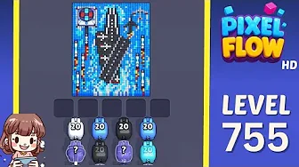 Pixel Flow Level 755 grid layout and solution screenshot
