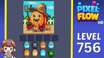 Pixel Flow Level 756 grid layout and solution screenshot