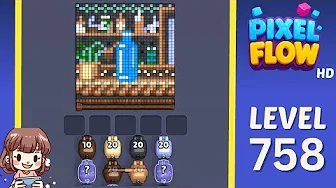 Pixel Flow Level 758 grid layout and solution screenshot