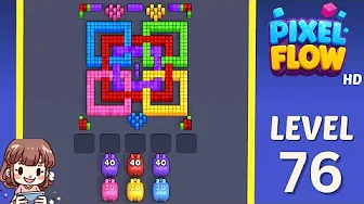 Pixel Flow Level 76 grid layout and solution screenshot