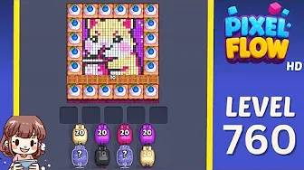 Pixel Flow Level 760 grid layout and solution screenshot