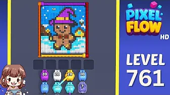 Pixel Flow Level 761 grid layout and solution screenshot