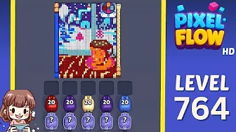 Pixel Flow Level 764 grid layout and solution screenshot