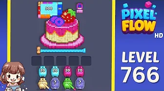 Pixel Flow Level 766 grid layout and solution screenshot