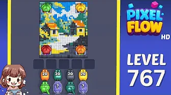 Pixel Flow Level 767 grid layout and solution screenshot
