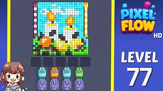 Pixel Flow Level 77 grid layout and solution screenshot