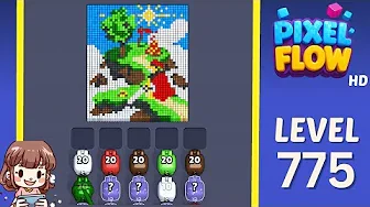 Pixel Flow Level 775 grid layout and solution screenshot