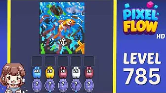 Pixel Flow Level 785 grid layout and solution screenshot