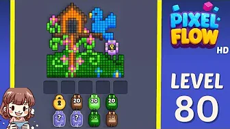 Pixel Flow Level 80 grid layout and solution screenshot