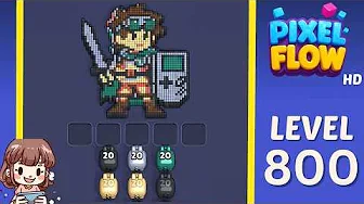 Pixel Flow Level 800 grid layout and solution screenshot