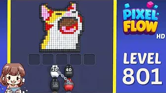 Pixel Flow Level 801 grid layout and solution screenshot