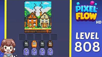 Pixel Flow Level 808 grid layout and solution screenshot