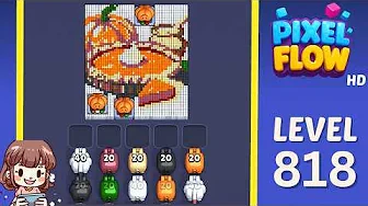 Pixel Flow Level 818 grid layout and solution screenshot