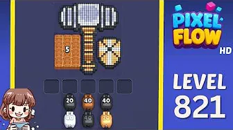 Pixel Flow Level 821 grid layout and solution screenshot