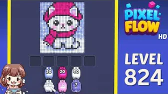 Pixel Flow Level 824 grid layout and solution screenshot