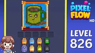 Pixel Flow Level 826 grid layout and solution screenshot