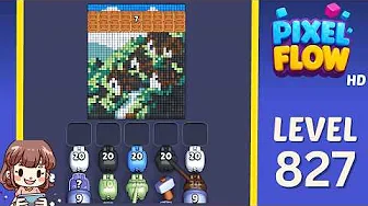Pixel Flow Level 827 grid layout and solution screenshot
