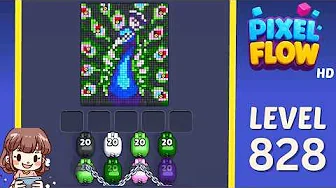 Pixel Flow Level 828 grid layout and solution screenshot