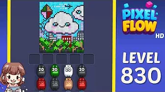 Pixel Flow Level 830 grid layout and solution screenshot