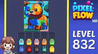 Pixel Flow Level 832 grid layout and solution screenshot