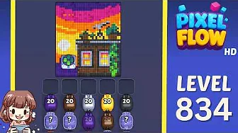 Pixel Flow Level 834 grid layout and solution screenshot