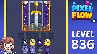 Pixel Flow Level 836 grid layout and solution screenshot