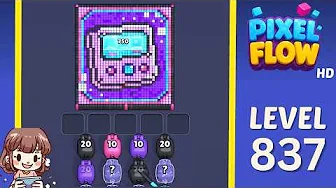 Pixel Flow Level 837 grid layout and solution screenshot