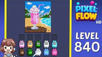 Pixel Flow Level 840 grid layout and solution screenshot