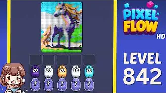 Pixel Flow Level 842 grid layout and solution screenshot