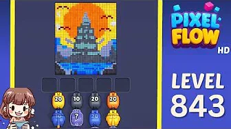Pixel Flow Level 843 grid layout and solution screenshot
