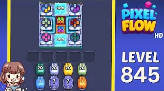 Pixel Flow Level 845 grid layout and solution screenshot