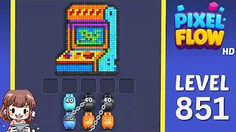 Pixel Flow Level 851 grid layout and solution screenshot