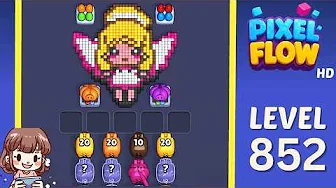 Pixel Flow Level 852 grid layout and solution screenshot