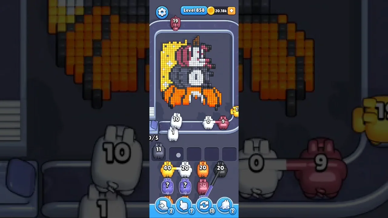 Pixel Flow Level 858 grid layout and solution screenshot