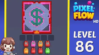 Pixel Flow Level 86 grid layout and solution screenshot