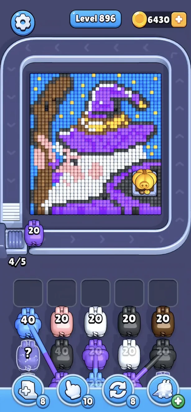 Pixel Flow Level 896 grid layout and solution screenshot