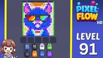 Pixel Flow Level 91 grid layout and solution screenshot