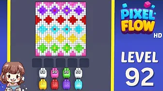 Pixel Flow Level 92 grid layout and solution screenshot